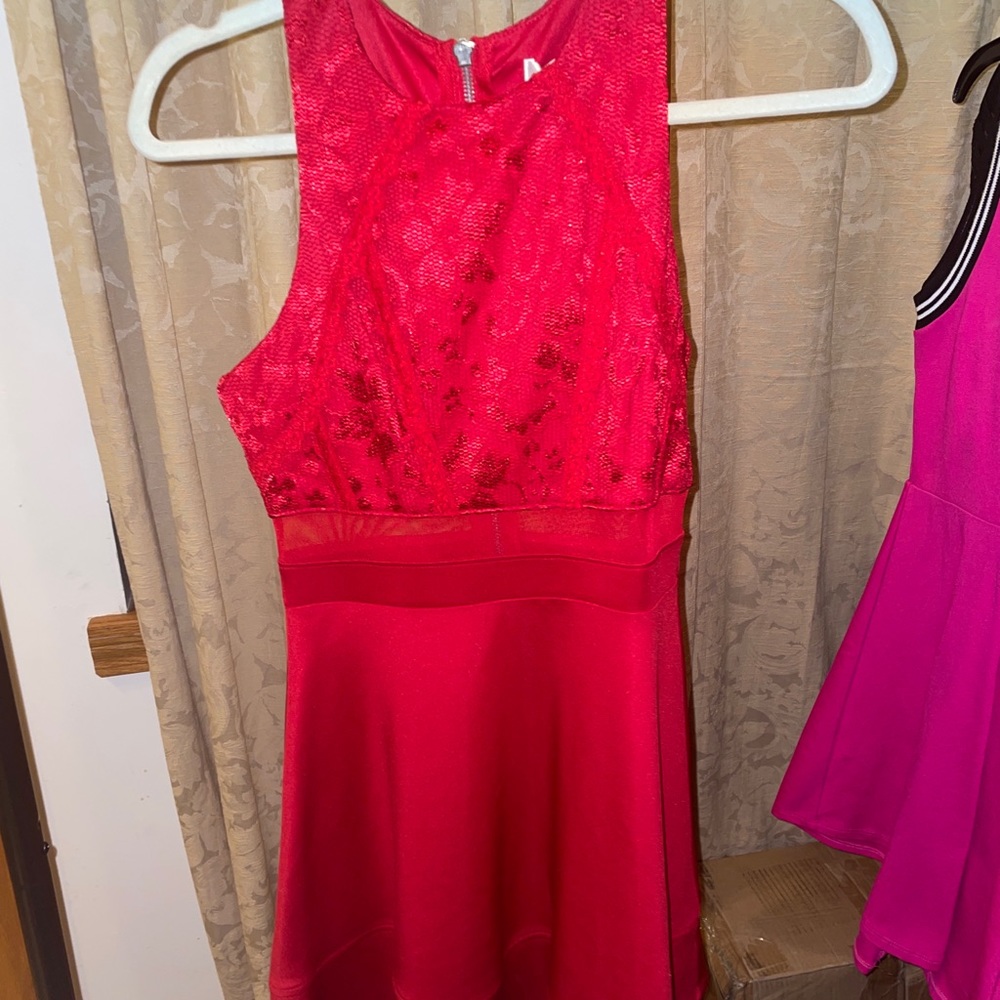 Bright red dress